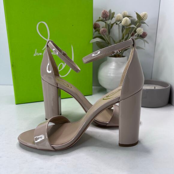 Sam Edelman Yaro Ankle Strap Block Heel Sandal Buckle Chai Latte Women 9.5 Wide - Picture 6 of 11